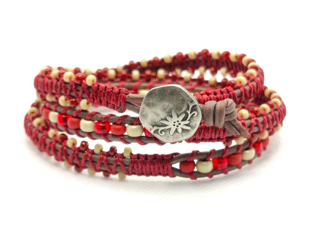 Cuero de 1,5mm y cuentas de vidrio Miyuki