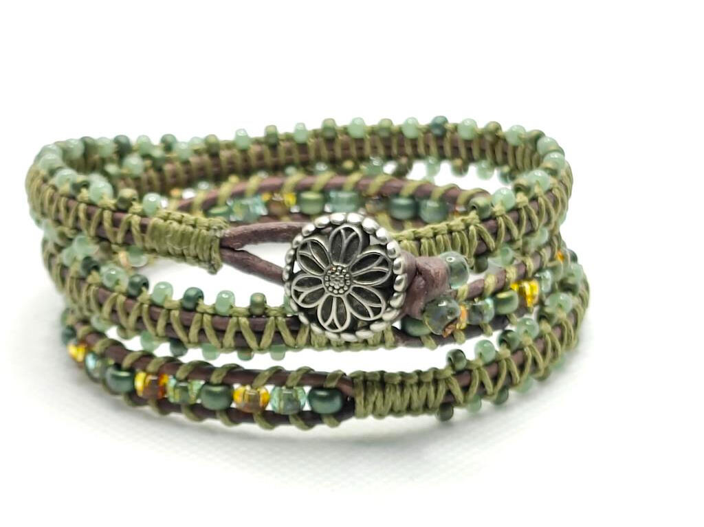 Cuero de 1,5mm y cuentas de vidrio Miyuki